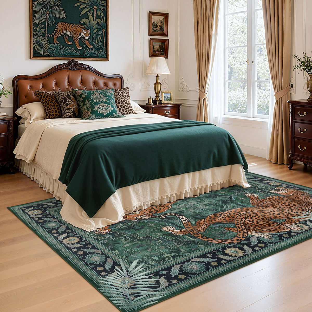 5x7/8x10 Tiger Leopard Print Area Rug#Color_Green