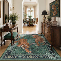 5x7/8x10 Tiger Leopard Print Area Rug#Color_Green