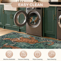 5x7/8x10 Tiger Leopard Print Area Rug#Color_Green