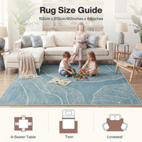 5x7 Boho Leaf Print Area Rugs#Color_Blue