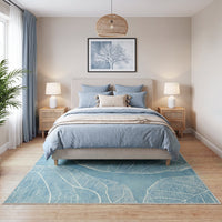 5x7 Boho Leaf Print Area Rugs#Color_Blue