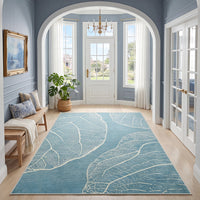 5x7 Boho Leaf Print Area Rugs#Color_Blue