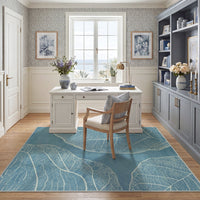 5x7 Boho Leaf Print Area Rugs#Color_Blue