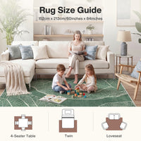 5x7 Boho Leaf Print Area Rugs#Color_Green
