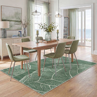 5x7 Boho Leaf Print Area Rugs#Color_Green
