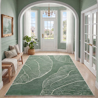5x7 Boho Leaf Print Area Rugs#Color_Green