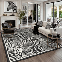 5x7 Zebra Print Washable Area Rug#Color_Black