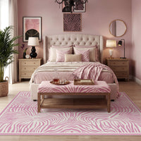 5x7 Zebra Print Washable Area Rug#Color_Light Pink