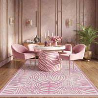 5x7 Zebra Print Washable Area Rug#Color_Light Pink