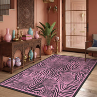 5x7 Zebra Print Washable Area Rug#Color_Light Pink