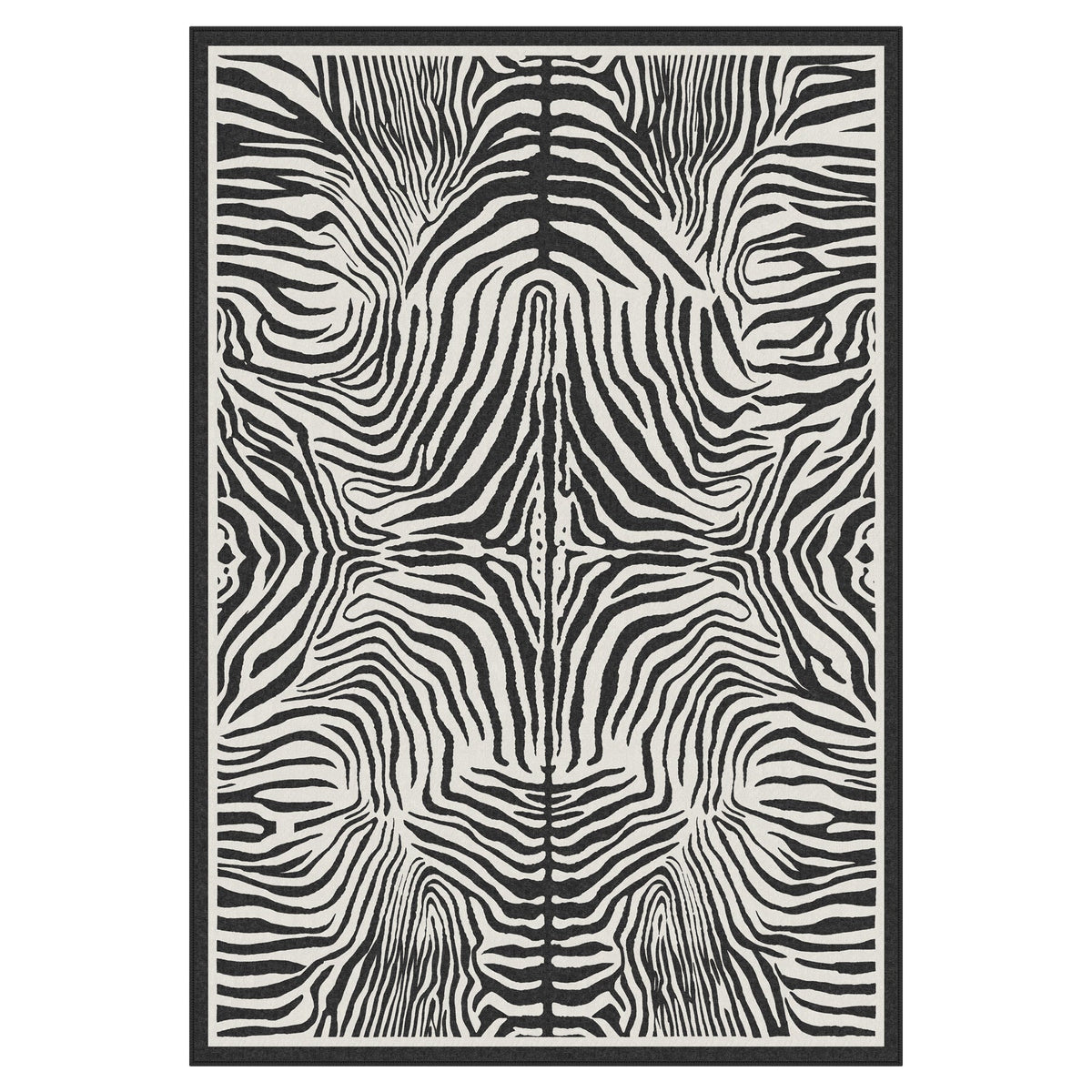 5x7 Zebra Print Washable Area Rug#Color_Black