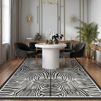 5x7 Zebra Print Washable Area Rug#Color_Black