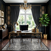 5x7 Zebra Print Washable Area Rug#Color_Black