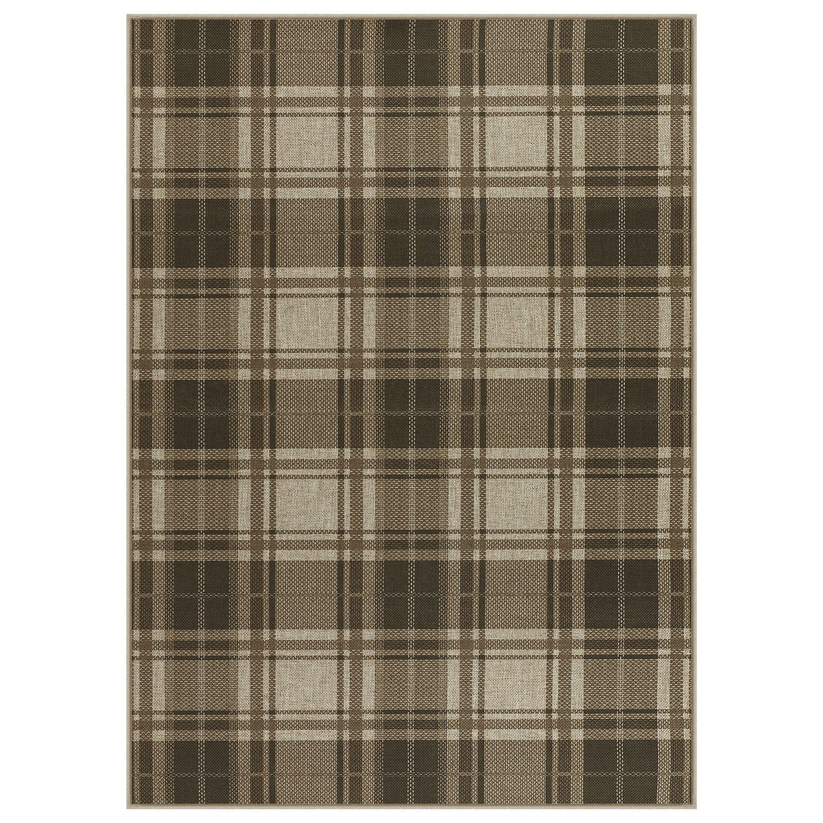 3x5/5x7 Plaid Easy Jute Washable Area Rug, Farmhouse Non-Slip Indoor Carpet for Porch Living Bedroom, Oeko-Tex Certified