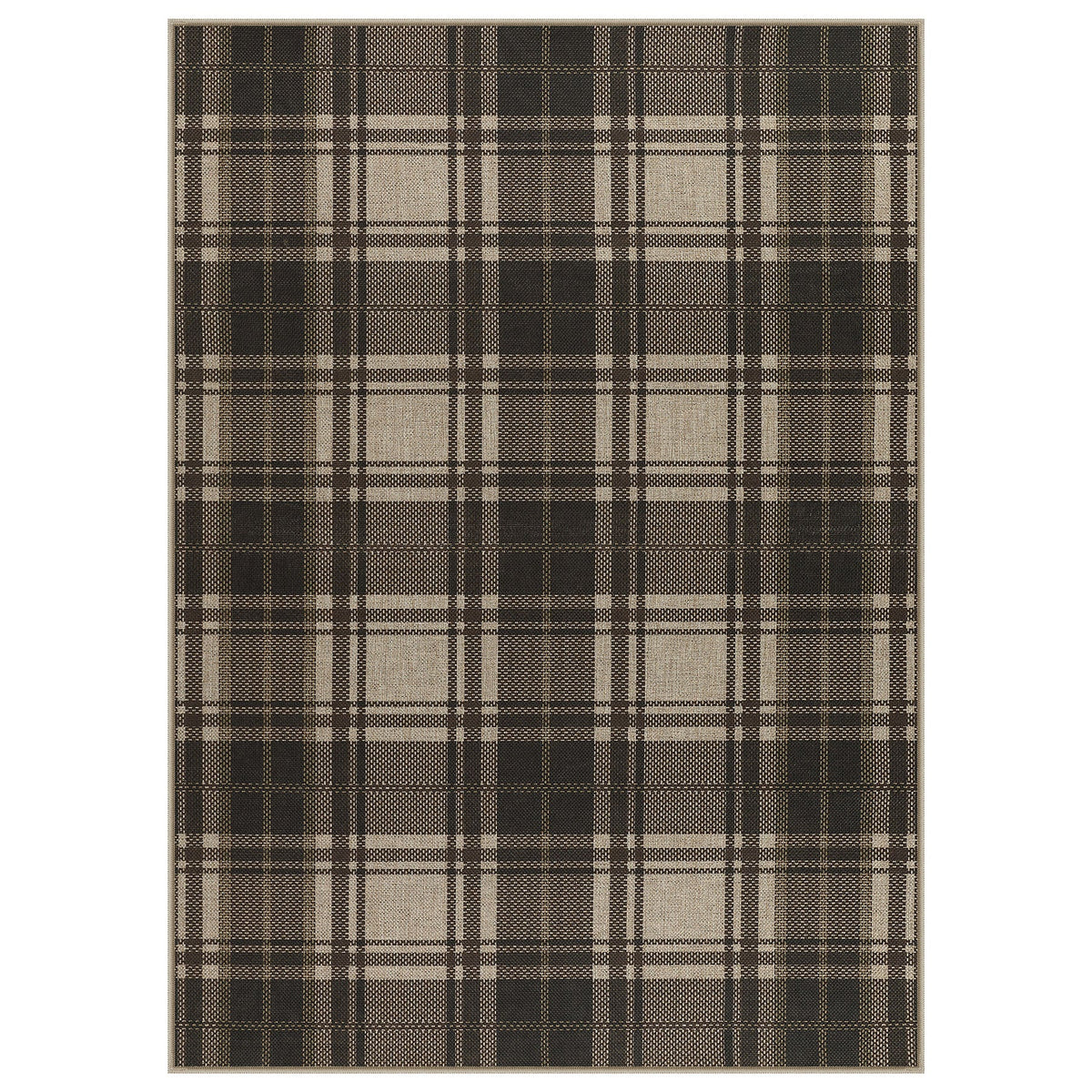 3x5/5x7 Plaid Easy Jute Washable Area Rug, Farmhouse Non-Slip Indoor Carpet for Porch Living Bedroom, Oeko-Tex Certified