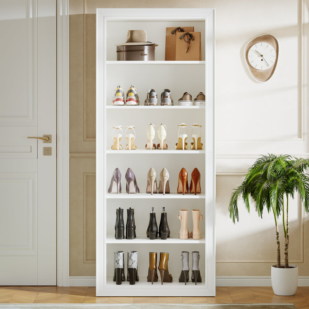 6-Tier Shoe Organizer Rack, 75" Shoe Cabinet with Open Storage for Entryway