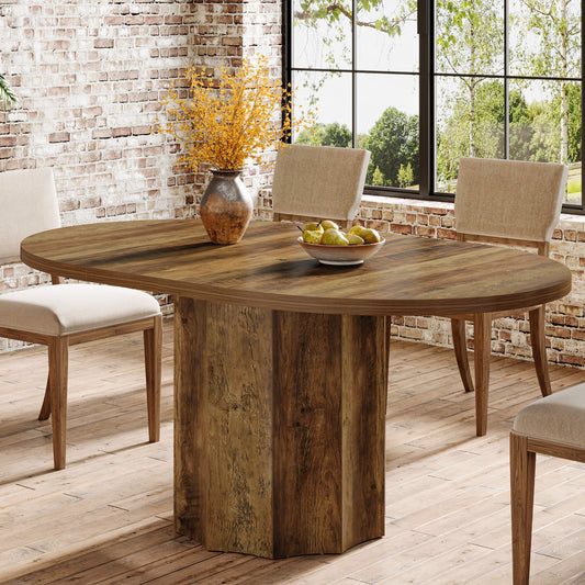 Oval Dining Table for 4-6 People, 55" Kitchen Table with Rounded Edge Tabletop