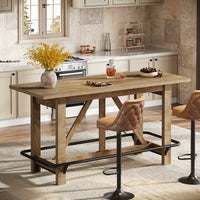 63" Bar Table, Counter Height Pub Dining Table with Footrest