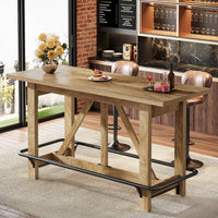 63" Bar Table, Counter Height Pub Dining Table with Footrest