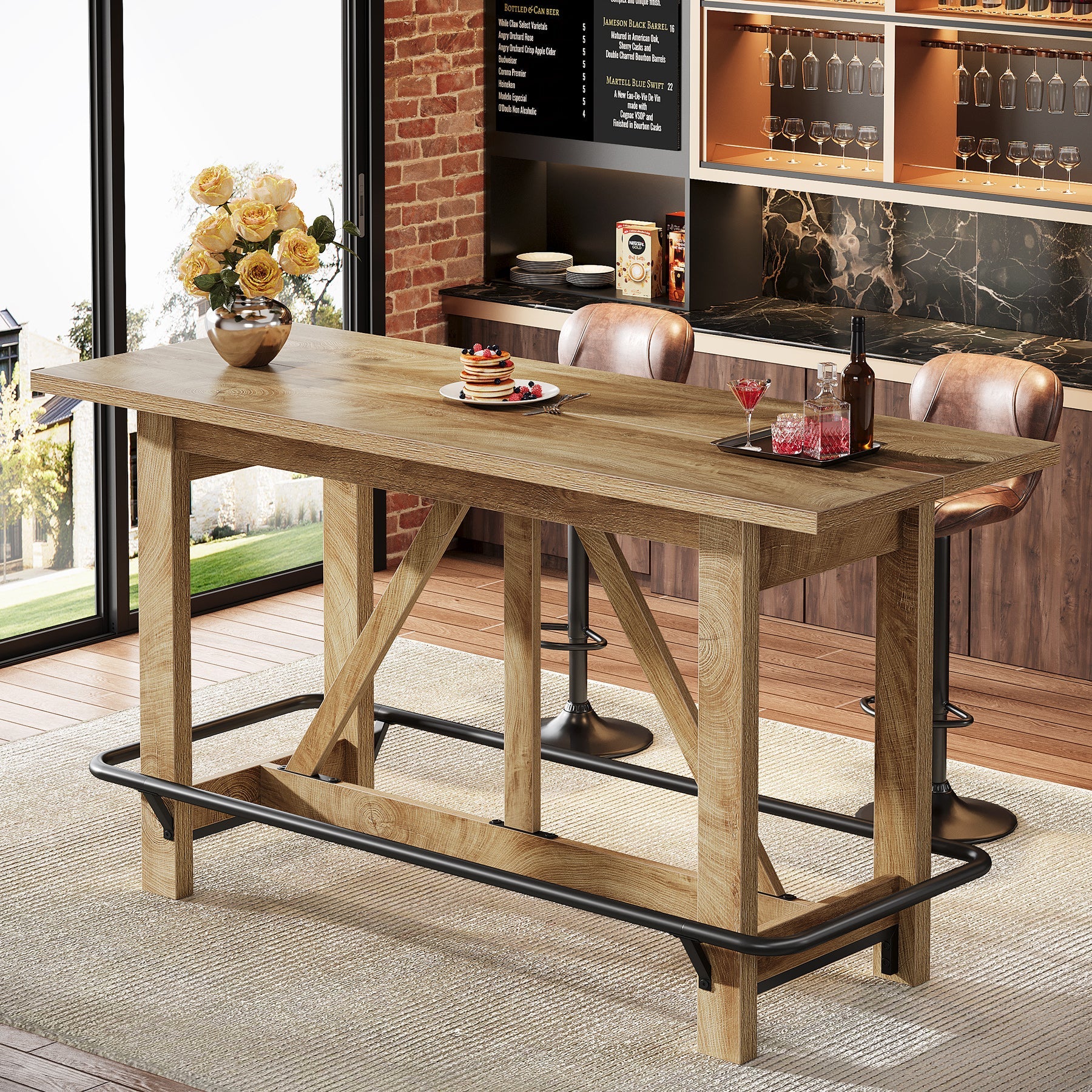 Furniture Bar Table Footrest Chairs Bar Height Table With Footrest Counter Stools Modern Outdoor High  Top Table Modern Bar High Stool