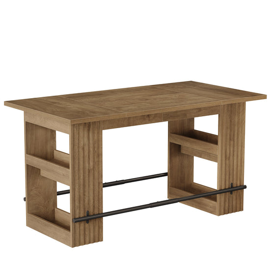 63" Bar Table, Counter Height Pub Dining Table with Storage Shelve Home Bar Units