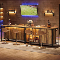 63" Bar Table, Counter Height Pub Table Bar Cabinet with 2-Tier Storage Shelves