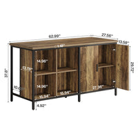 63" Bar Table, Counter Height Pub Table Bar Cabinet with 2-Tier Storage Shelves