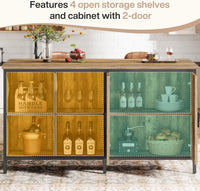 63" Bar Table, Counter Height Pub Table Bar Cabinet with 2-Tier Storage Shelves