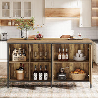 63" Bar Table, Counter Height Pub Table Bar Cabinet with 2-Tier Storage Shelves