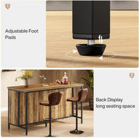 63" Bar Table, Counter Height Pub Table Bar Cabinet with 2-Tier Storage Shelves