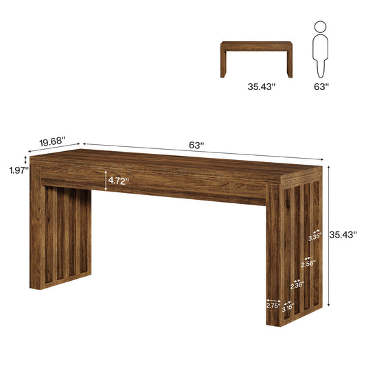 63" Bar Table, Farmhouse Counter Height Pub Dining Table for Bistro