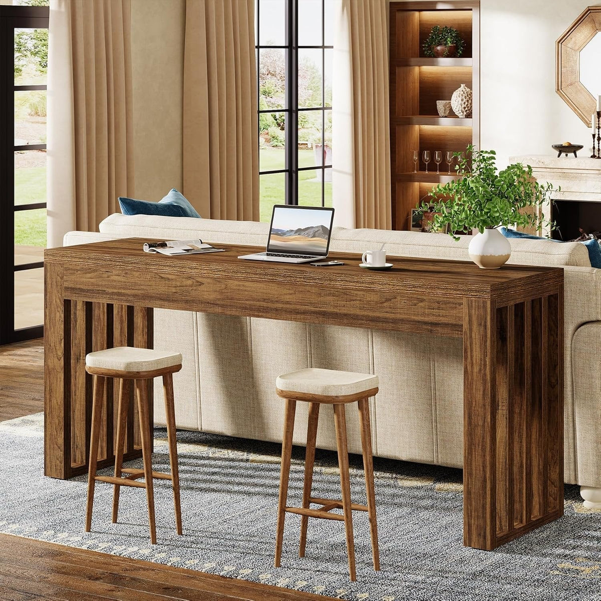 63" Bar Table, Farmhouse Counter Height Pub Dining Table for Bistro