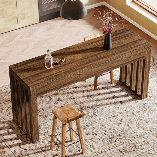 63" Bar Table, Farmhouse Counter Height Pub Dining Table for Bistro