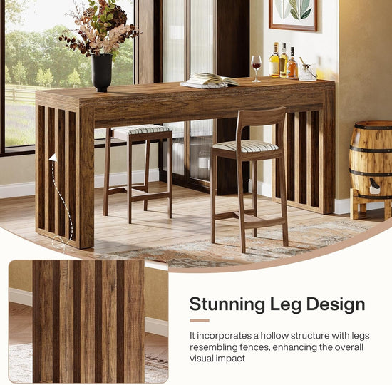 63" Bar Table, Farmhouse Counter Height Pub Dining Table for Bistro