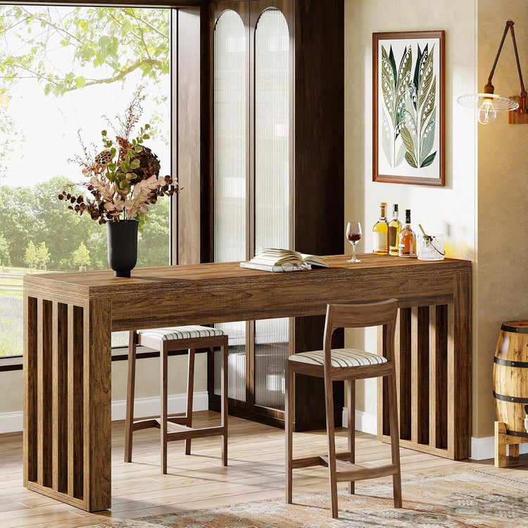 63" Bar Table, Farmhouse Counter Height Pub Dining Table for Bistro