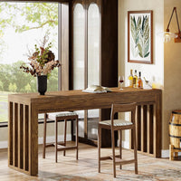 63" Bar Table, Farmhouse Counter Height Pub Dining Table for Bistro