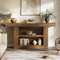 63" Console Table, 3-Tier Farmhouse Entryway Table with U-Shaped Base