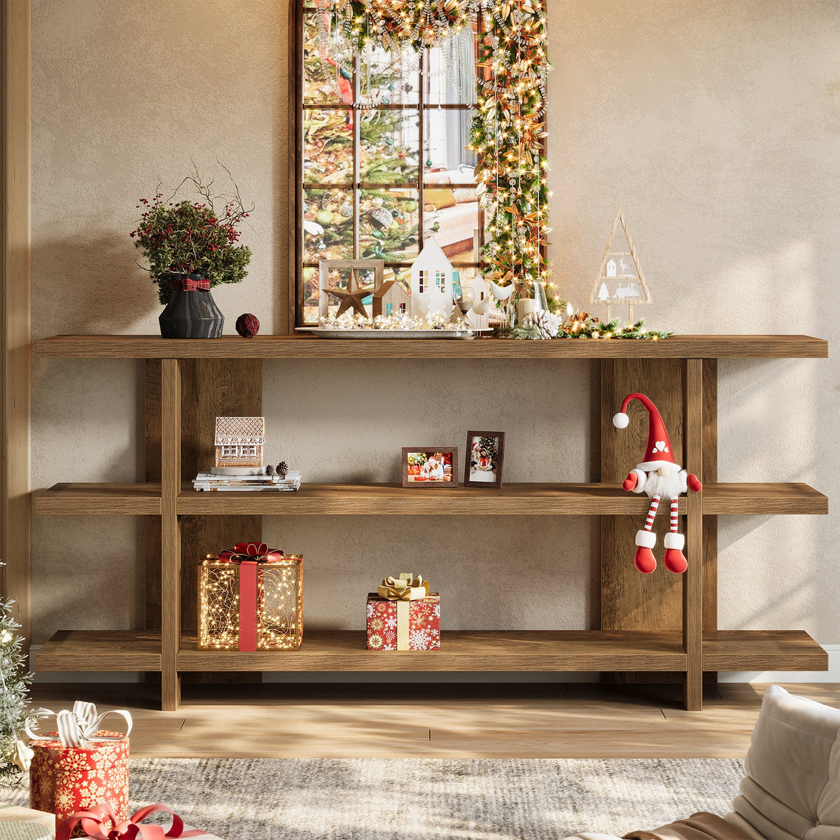 63" Console Table, 3-Tier Narrow Entryway Table Accent Furniture