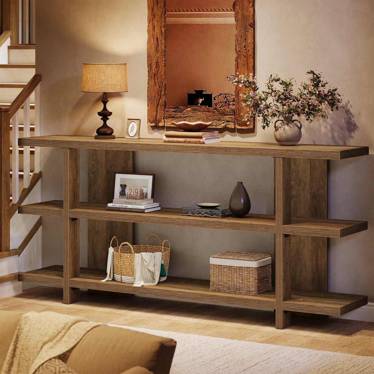 63" Console Table, 3-Tier Narrow Entryway Table Accent Furniture