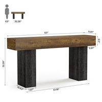 63" Console Table, Farmhouse Entryway Table Behind The Couch