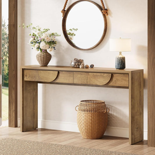 63" Console Table, Farmhouse Entryway Table Sofa Console with 2 Drawers