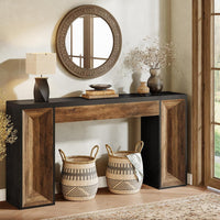 63" Console Table, Farmhouse Entryway Table Sofa Table with Dual-Tone Design