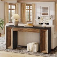 63" Console Table, Farmhouse Entryway Table Sofa Table with Dual-Tone Design