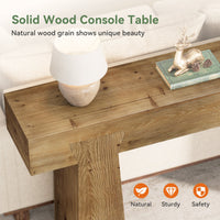 63" Console Table, Solid Wood Entryway Table with Heavy-Duty Frame for Living Room