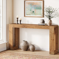 63" Console Table, Solid Wood Sofa Table with Reinforced Base