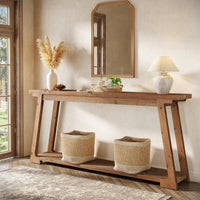 63" Console Table, Wood Sofa Table with 2-Tier Storage for Living Room