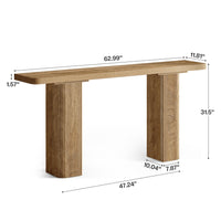 63" Console Table, Wooden Sofa Table Behind Couch Entryway Table
