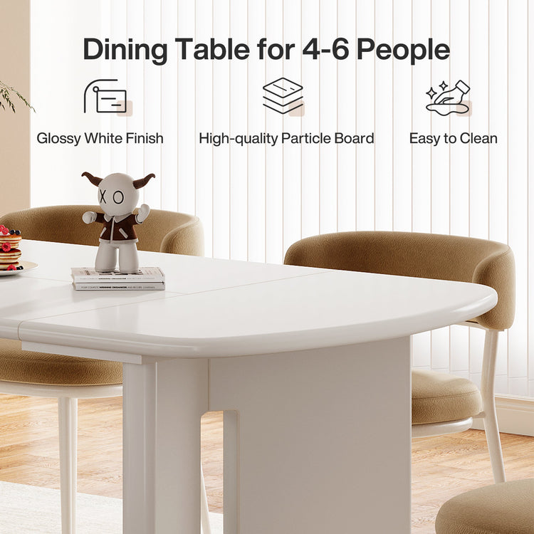 63" Dining Table, Rectangle Kitchen Table with Curved Base for 4-6 Person