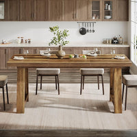 63" Dining Table, Rectangle Kitchen Table with X-Shaped Legs for 4 to 6