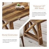 63" Dining Table, Rectangle Kitchen Table with X-Shaped Legs for 4 to 6